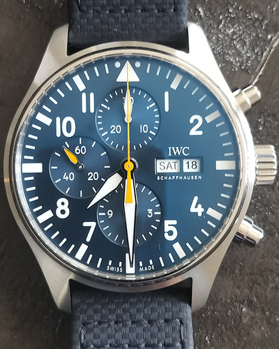 2022 IWC Schaffhausen Pilot Chronograph 43MM Blue Dial Textile Strap (IW377729)