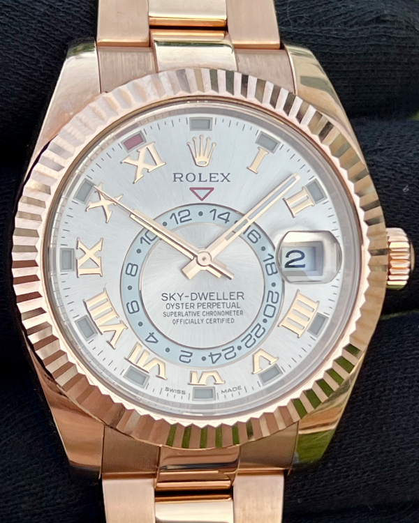 2015 Rolex Sky-Dweller 42MM Silver Dial Everose Gold Bracelet (326935)