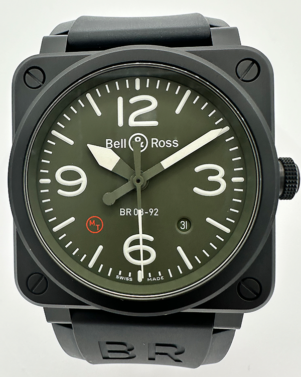 No Reserve - Bell & Ross BR 03 Military Type 42MM Green Dial Rubber Strap (BR 0392-MIL-CE)