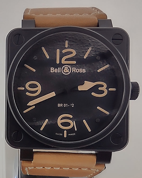 2011 Bell & Ross BR 01 - 92 Heritage 46MM Black Dial Leather Strap (BR01-92-SH)