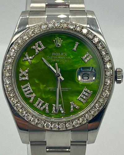 Rolex Datejust II 41MM Aftermarket Green Dial Steel Bracelet (116300)