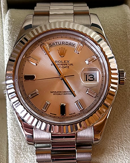 2012 Rolex Day-Date II 41MM Silver Dial White Gold President Bracelet (218239)