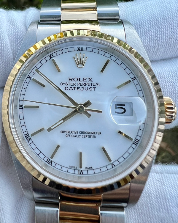 2004 Rolex Datejust 36MM White Dial Two-Tone Bracelet (16233)