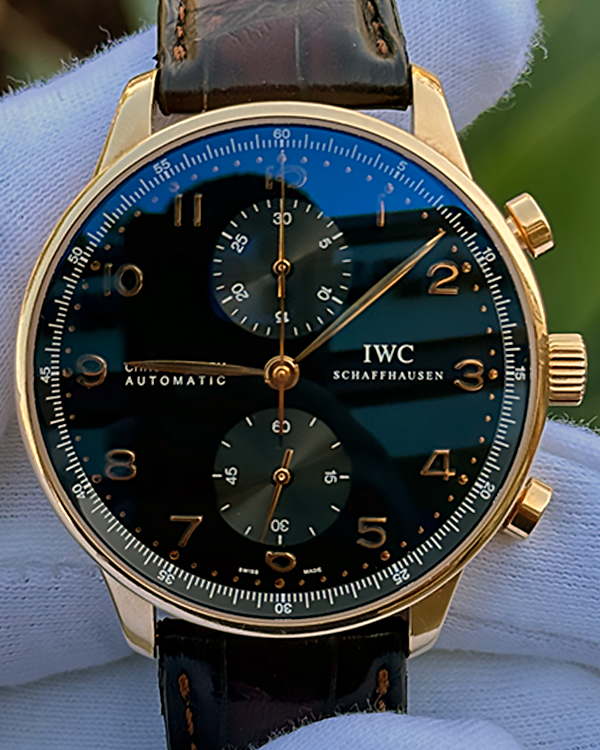 IWC Schaffhausen Portugieser Chronograph 40.9MM Black Dial Leather Strap (IW371415)