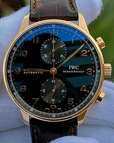 IWC Schaffhausen Portugieser Chronograph 40.9MM Black Dial Leather Strap (IW371415)