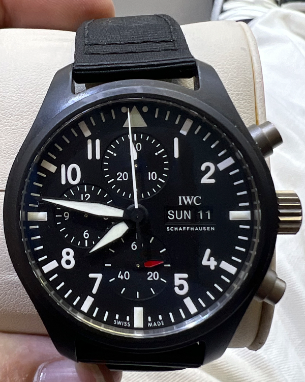 2021 IWC Schaffhausen Pilot Chronograph Top Gun 44.5MM Black Dial Textile Strap (IW389101)