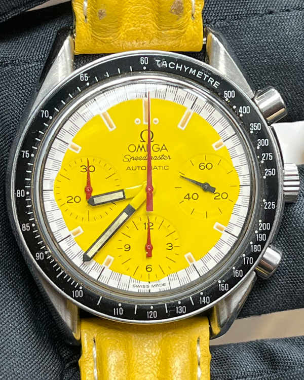 Omega Speedmaster Reduced "Michael Schumacher" 39MM Yellow Dial Leather Strap (3510.12.00)