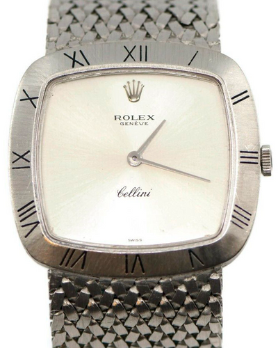 Rolex Cellini "TV" 30MM Silver Dial White Gold Bracelet (3880)