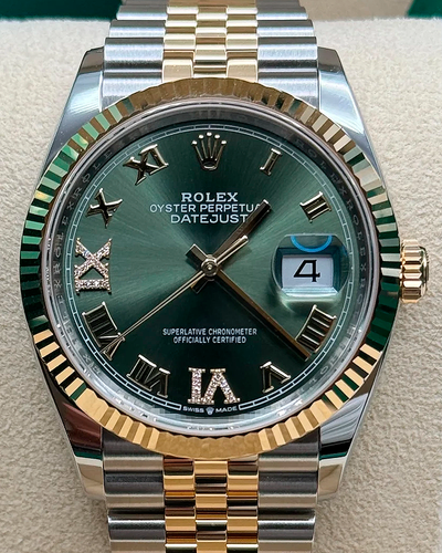 2024 Rolex Datejust 36MM Green Dial Two-Tone Jubilee Bracelet (126233)