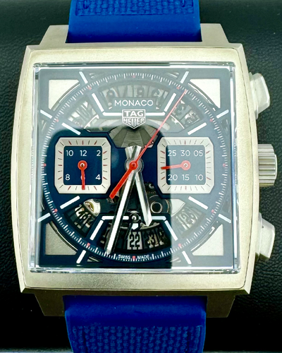 2024 Tag Heuer Monaco 39MM Skeleton Dial Leather/Rubber Strap (CBL2182.FT6235)