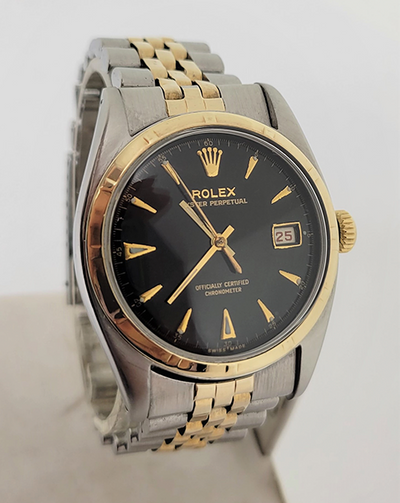 1953 Rolex Bubble Back Vintage 36MM Black Dial Two-Tone Jubilee Bracelet (6155)