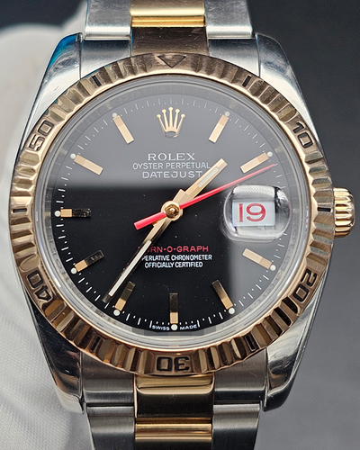 2006 Rolex Datejust Turn-O-Graph 36MM Black Dial Two-Tone Jubilee Bracelet (116261)