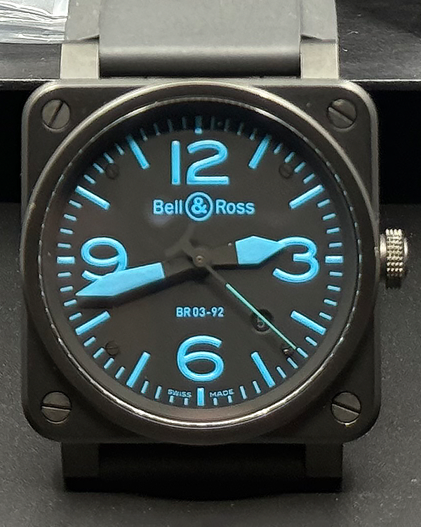 2013 Bell & Ross BR 03-92 Diver 42MM Black Dial Rubber Strap (BR03-92 BLUE)