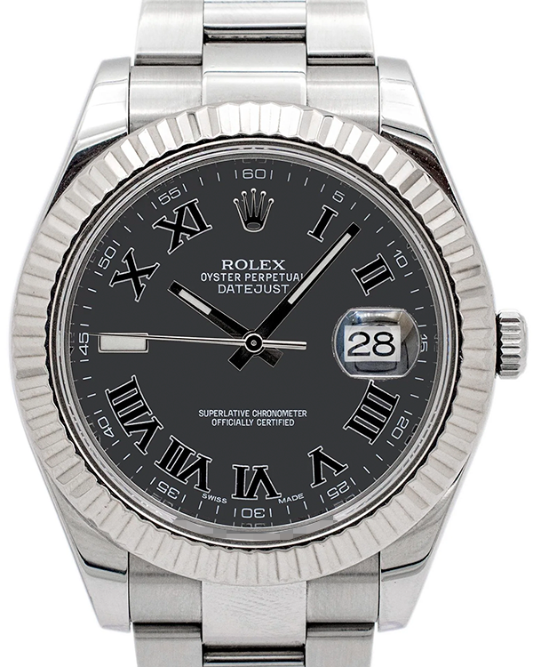 2014 Rolex Datejust II 41MM Grey Dial Steel Steel Bracelet (116334)