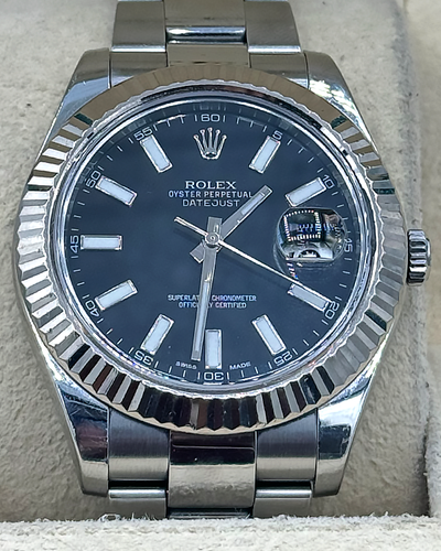 2013 Rolex Datejust II 41MM Blue Dial Oyster Bracelet (116334)