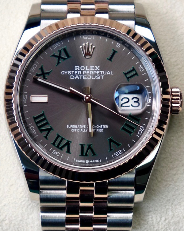 Rolex Datejust 36MM "Wimbledon" Slate Dial Everose Gold/Oystersteel Jubilee Bracelet (126231)