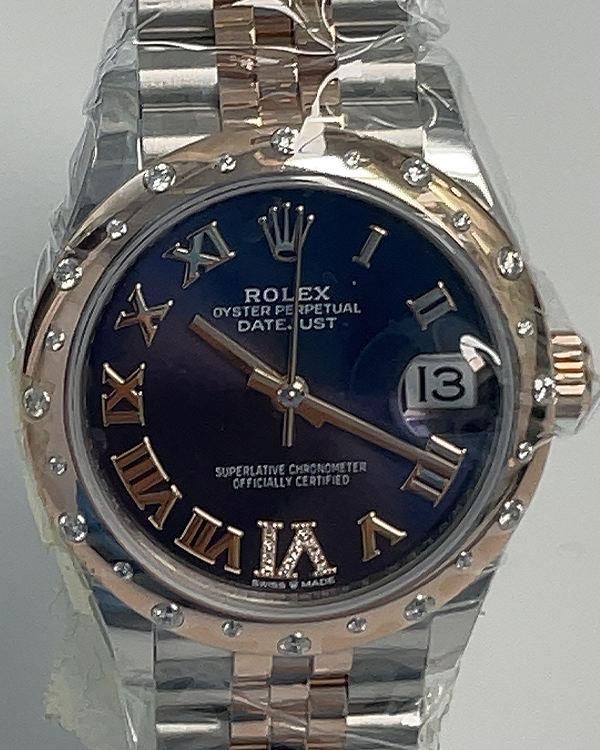 2022 Rolex Datejust 31MM Jubilee Factory Diamond Rose Gold and Oystersteel Purple Dial (278341RBR)