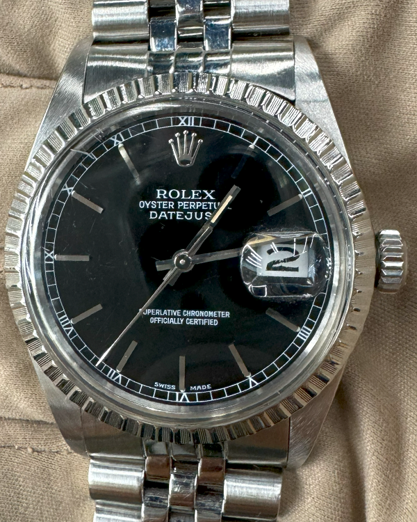 Rolex Datejust 36MM "Vintage" Black Dial Steel Jubilee Bracelet (16030)