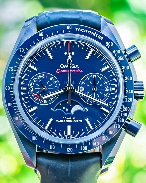 Omega Speedmaster Moonphase "Blue Side Of The Moon" 44.25MM Blue Dial Leather Strap (304.93.44.52.03.001)