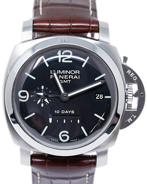 Panerai Luminor 10 Days GMT 44MM Black Dial Leather Strap (PAM00270)