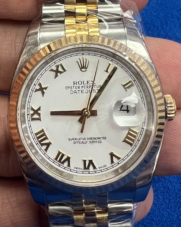 Rolex Datejust 36 Jubilee Bracelet Oystersteel and Yellow Gold White Dial (116233)