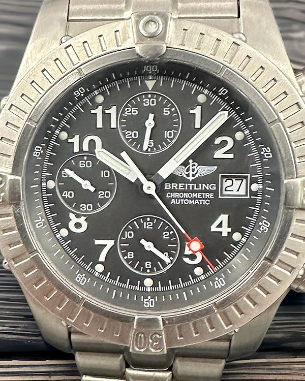 Breitling Avenger Chronograph 44MM Black Dial Titanium Bracelet (E13360)