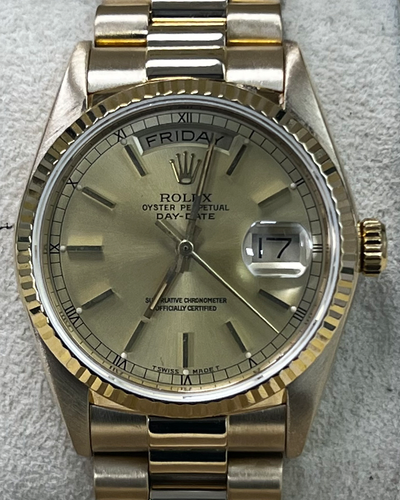 Rolex Day-Date 36MM Champagne Dial Yellow Gold President Bracelet (18038)