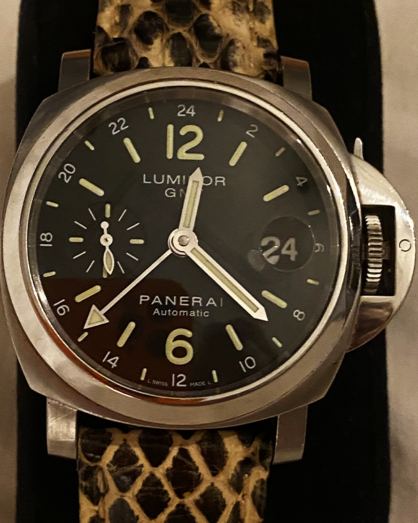 Panerai Luminor GMT Automatic 40MM Black Dial Aftermarket Leather Strap (PAM00244)