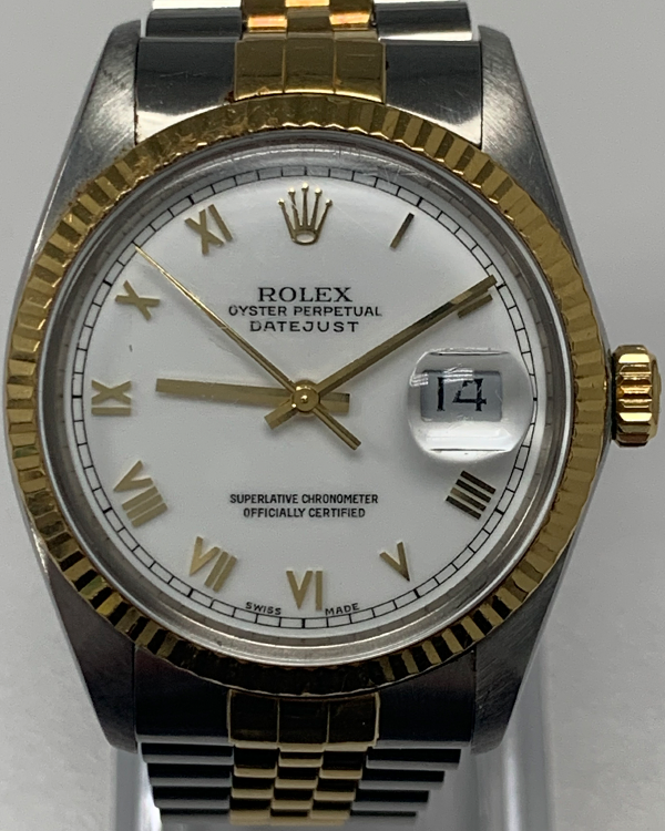 Rolex Datejust 36MM White Dial Two-Tone Jubilee Bracelet (16013)