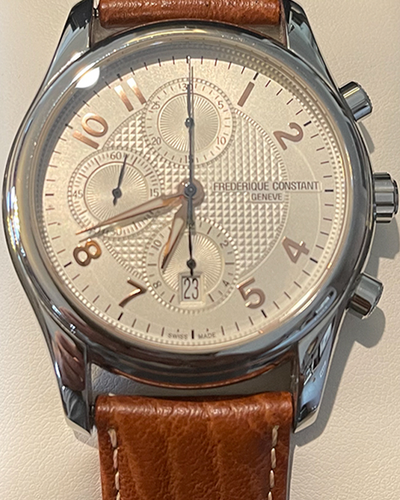 2013 Frederique Constant Runabout Chronograph 43MM White Dial Aftermarket Leather Strap (FC-392RV6B6)