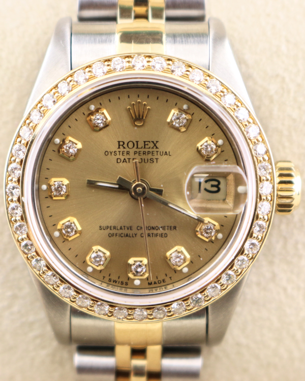 1990 (E Serial) Rolex Lady-Datejust 26MM Aftermarket Champagne Dial Two-Tone Jubilee Bracelet  (69173)