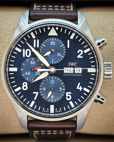 2022 IWC Schaffhausen Pilot Chronograph "Le Petit Prince" 43MM Blue Dial Leather Strap (IW377714)