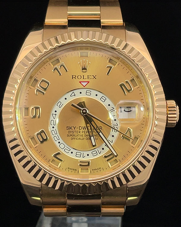 2012 Rolex Sky-Dweller 42MM Gold Dial Oyster Bracelet (326938)