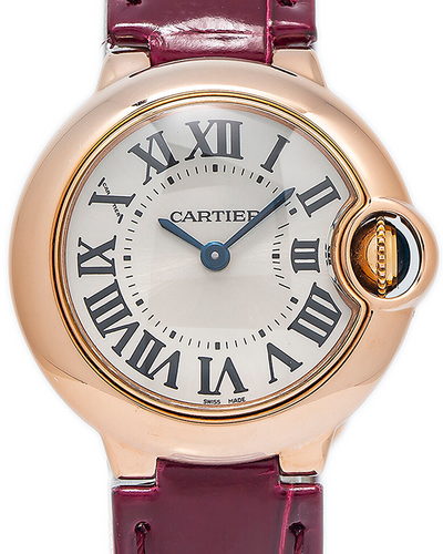 Cartier Ballon Bleu 28MM Quartz Silver Dial Leather Strap (WGBB0007)