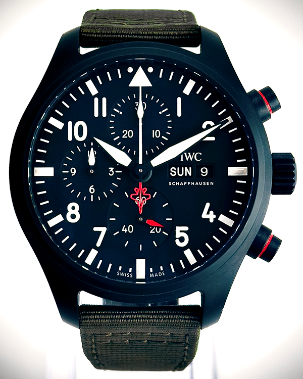 2022 IWC Schaffhausen Pilot Chronograph Top Gun 44.5MM Black Dial Textile Strap (IW389104)