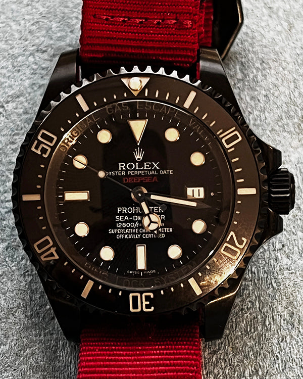 Rolex Sea-Dweller "Pro Hunter" Aftermarket PVD Coated 44MM Black Dial Aftermarket Textile Strap (116660)