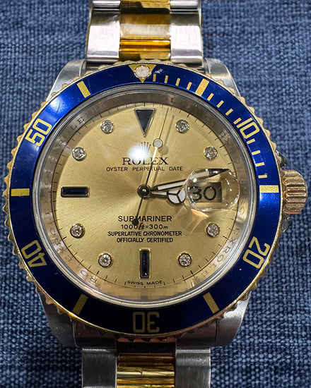 2008 Rolex Submariner Date "Serti" 40MM Champagne Dial Two-Tone Oyster Bracelet (16613)