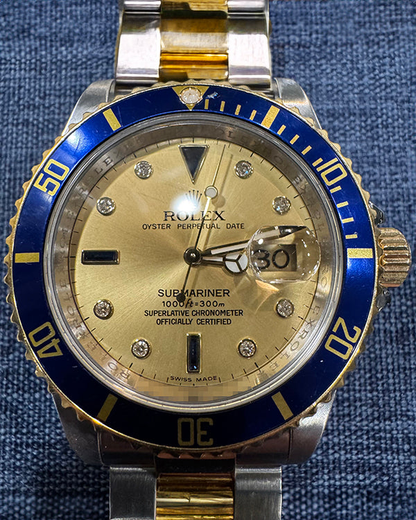 2008 Rolex Submariner Date "Serti" 40MM Champagne Dial Two-Tone Oyster Bracelet (16613)