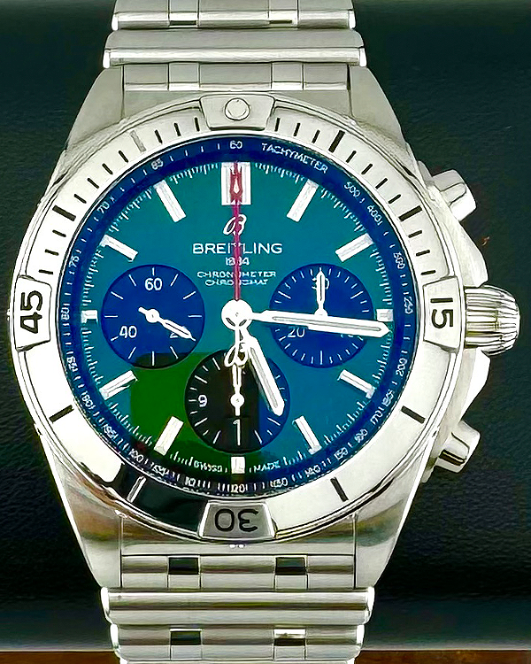 No Reserve - 2020 Breitling Chronomat B01 42MM Green Dial Steel Bracelet (AB01343A1L1A1)