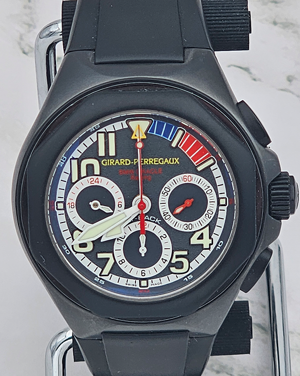 1998 Girard Perregaux Laureato BMW Oracle Racing 46MM Black Dial Rubber Strap (80175-24-251-FK6A)