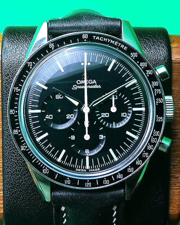 No Reserve - 2021 Omega Speedmaster Professional Moonwatch "The First Omega In The Space" 39.7MM Black Dial Aftermarket Leather Strap (311.32.40.30.01.001)