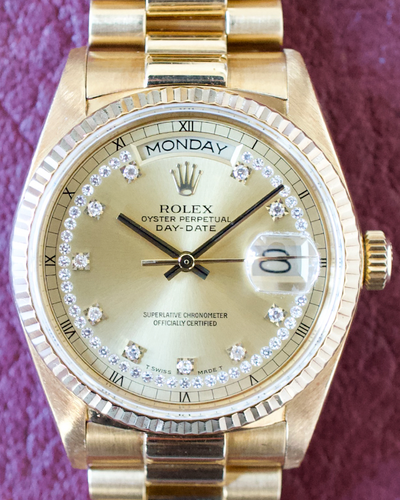 1986 Rolex Day-Date 36MM Champagne Dial Gold President Bracelet (18038)