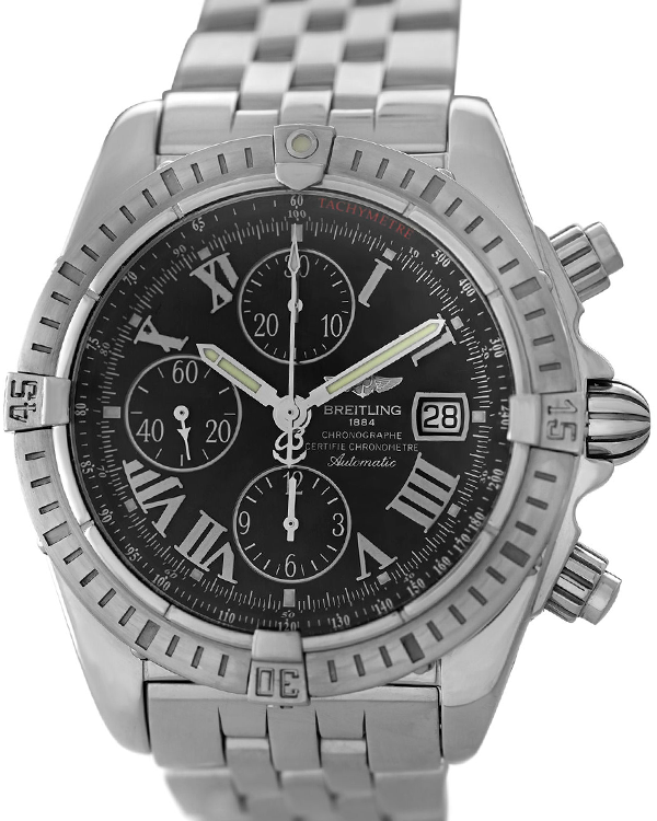 Breitling Chronomat Evolution Chronograph 44MM Black Dial Steel Bracelet (A13356)