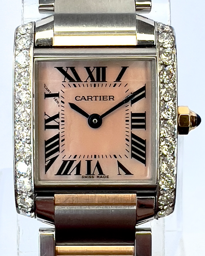 Cartier Tank Française De Cartier 20MM Quartz Pink Mother Of Pearl Dial Two-Tone Bracelet (2384)