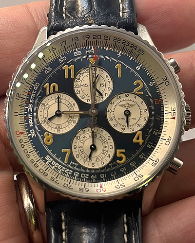 Breitling Navitimer Perpetual Calendar L.E. 41MM Blue Dial Leather Strap (A38022)