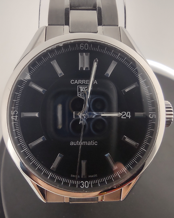 2008 Tag Heuer Carrera 39MM Black Dial Steel Bracelet (WV211B-0)