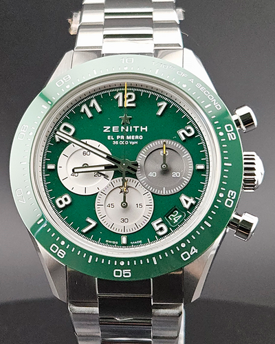 2023 Zenith Chronomaster Sport X Aaron Rodger Limited Edition 41MM Green Dial Steel Bracelet (03.3117.3600/56.M3100)