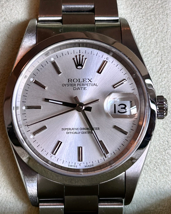 Rolex Oyster Perpetual Date 34MM Silver Dial Steel Bracelet (15200)