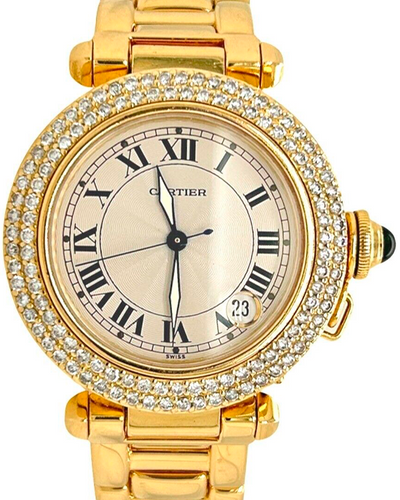 Cartier Pasha De Cartier 35MM Silver Dial Yellow Gold Bracelet (1035)