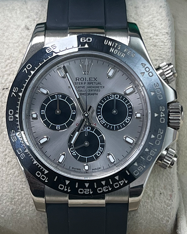 2018 Rolex Cosmograph Daytona 40MM Silver Dial Oysterflex Strap (116519LN)